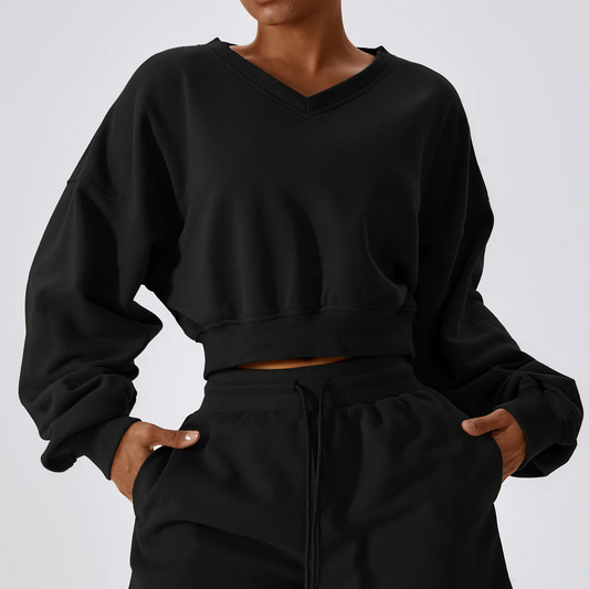 Vaela V Neck Fleece Top