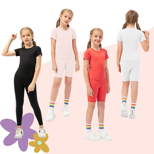Kid's yoga wear & activewear sets is made from breathable and flexible materials that provides comfort to enable kids to enjoy playing and be active.