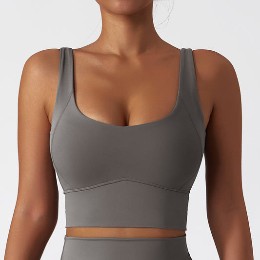 Women Elastic Square Neck Sports Bras Super Soft V Cut Hem Gym Yoga Tank Tops. This super comfortable bra is made from nylon and spandex breathable materials that are durable, quick-dry and have great stretchable abilities giving you a comfortable and flexible feel. Its suitable for jogging, yoga, gym and is comfortable for leisure wear.