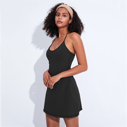 This 2-In-1 Women's Slim Y Back Padded Tennis Dress & Shorts offers the ultimate comfort and keeps you cool during those intense tennis matches. Its ultra flexible and can stretch to enable you to reach those tricky low balls and execute offense when under pressure.